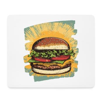 Burger Rétro - Tapis de souris (format paysage) - blanc - Devant