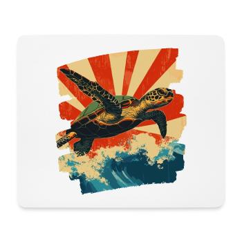 Meeresschildkröte Retro - Mousepad (Querformat) - Weiß - Vorne
