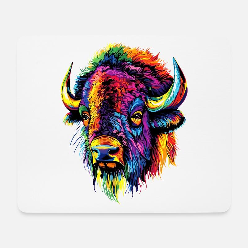 Bison Wisent Wildrind Buffalo Amerikanischer Bison - Mousepad (Querformat) - Weiß