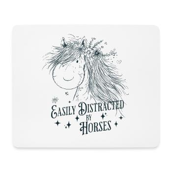 Facilement distrait par les dictons des chevaux Cavalier - Tapis de souris (format paysage) - blanc - Devant