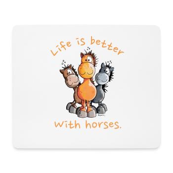 Life IS Better With Horses Pferde Cartoon - Mouse Pad (horizontal) - white - Front