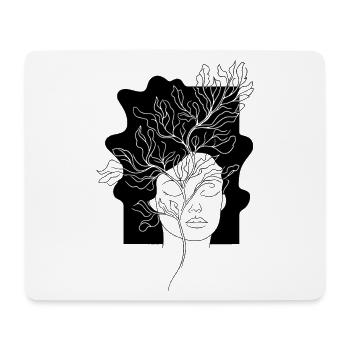 Line Art Flowers Woman Minimalist Abstract - Mouse Pad (horizontal) - white - Front