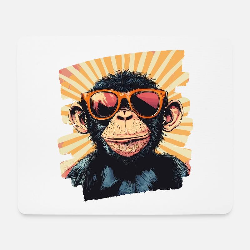 Affe - Mousepad (Querformat) - Weiß