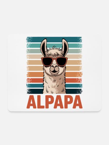 Papa Alpaka Dad Lustig Lama Vatertagsgeschenk - Mousepad (Querformat) - Weiß