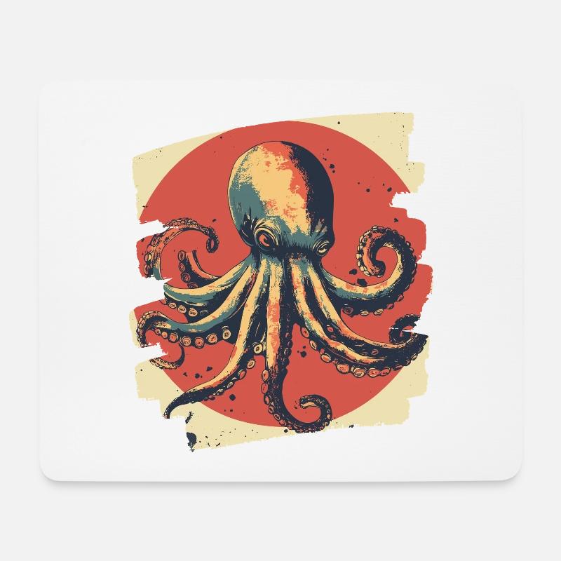 Kraken Oktopus - Mousepad (Querformat) - Weiß