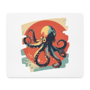 Pieuvre Octopus Rétro - Tapis de souris (format paysage) - blanc - Devant