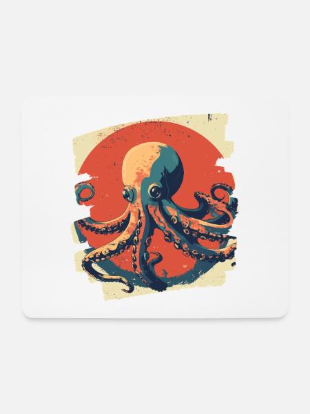 Kraken Oktopus - Mousepad (Querformat) - Weiß