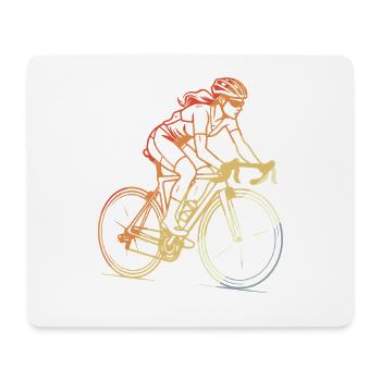Retro Radfahrerin Line Art - Mousepad (Querformat) - Weiß - Vorne
