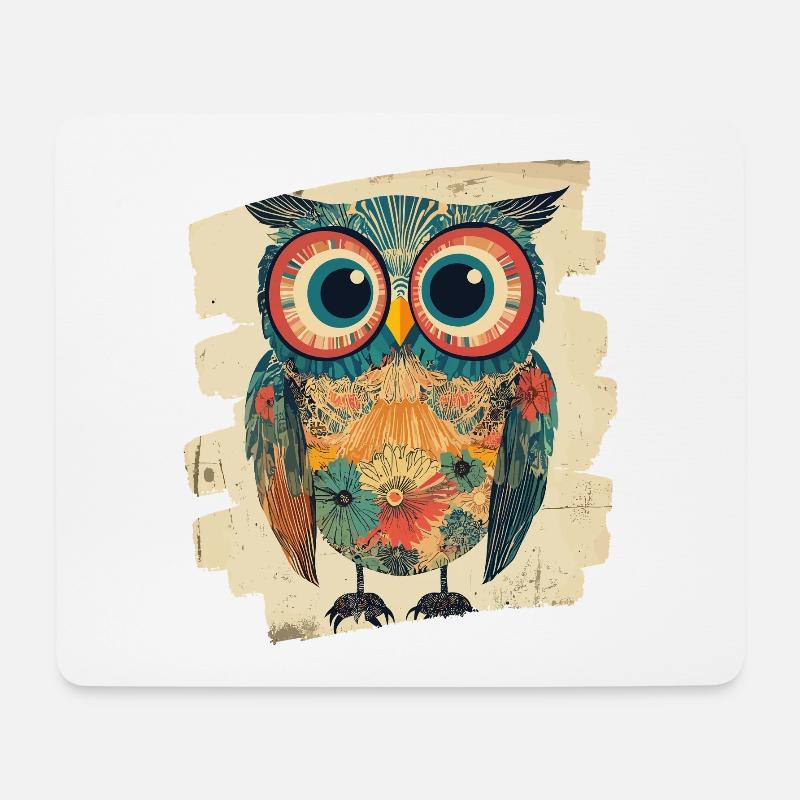 Eule - Mousepad (Querformat) - Weiß