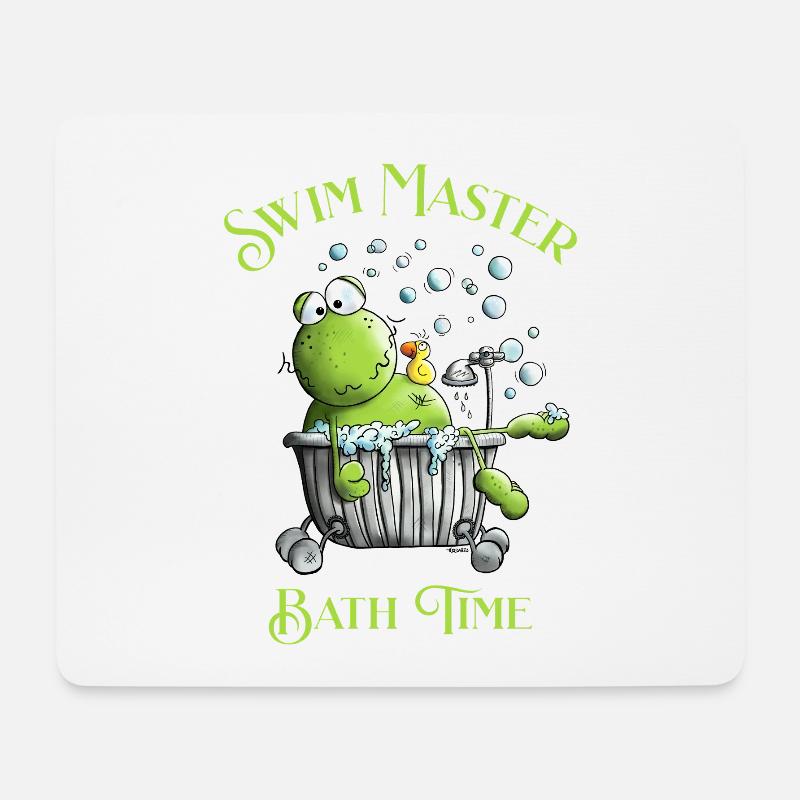 Swim Master Bath Time Wellness Frosch Badewanne - Mousepad (Querformat) - Weiß