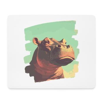 Nilpferd Retro - Mousepad (Querformat) - Weiß - Vorne