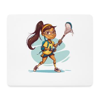 Dessin animé Lacrosse Fille - Tapis de souris (format paysage) - blanc - Devant