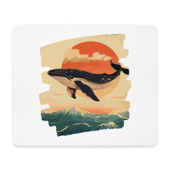 Baleine Rétro - Tapis de souris (format paysage) - blanc - Devant