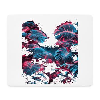 Neon Monstera Tropical Leaves - Mouse Pad (horizontal) - white - Front