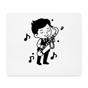 Saxophonist Child Drawing - Mouse Pad (horizontal) - white - Front
