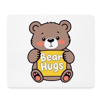Kuschelbär mit Bear Hugs Schild - Mousepad (Querformat) - Weiß - Vorne