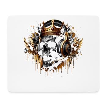 Gaming Skull mit Goldener Krone Headset und Flügel - Mousepad (Querformat) - Weiß - Vorne