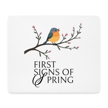Vogel am Blütenzweig  - Mousepad (Querformat) - Weiß - Vorne