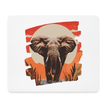 Elefant Retro - Mousepad (Querformat) - Weiß - Vorne