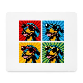 Pop Art Dackelwurst, Brezel, Nudel, Wiener - Mousepad (Querformat) - Weiß - Vorne
