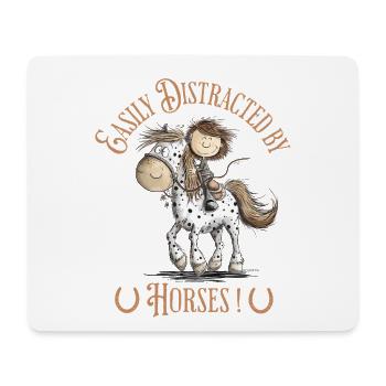 Drolliges Pferd mit Reiter Und Pferde Spruch - Mousepad (Querformat) - Weiß - Vorne