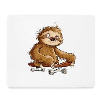 Sloth With Skateboard Cartoon - Mouse Pad (horizontal) - white - Front