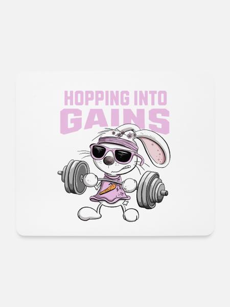 Krafttraining Hase Fitness Kraftsport Spruch - Mousepad (Querformat) - Weiß