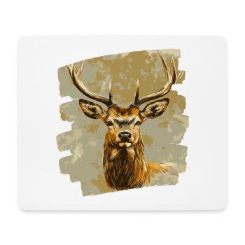 Cerf avec bois - Tapis de souris (format paysage) - blanc - Devant