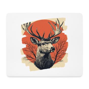 Cerf avec bois - Tapis de souris (format paysage) - blanc - Devant
