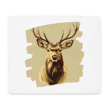 Cerf avec bois - Tapis de souris (format paysage) - blanc - Devant