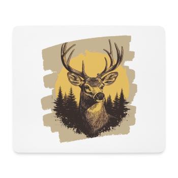 Cerf avec bois - Tapis de souris (format paysage) - blanc - Devant