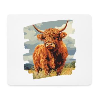 Bovins écossais des Highlands - Tapis de souris (format paysage) - blanc - Devant