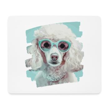 Caniche - Tapis de souris (format paysage) - blanc - Devant