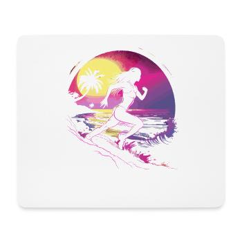 Läuferin Synthwave - Mousepad (Querformat) - Weiß - Vorne
