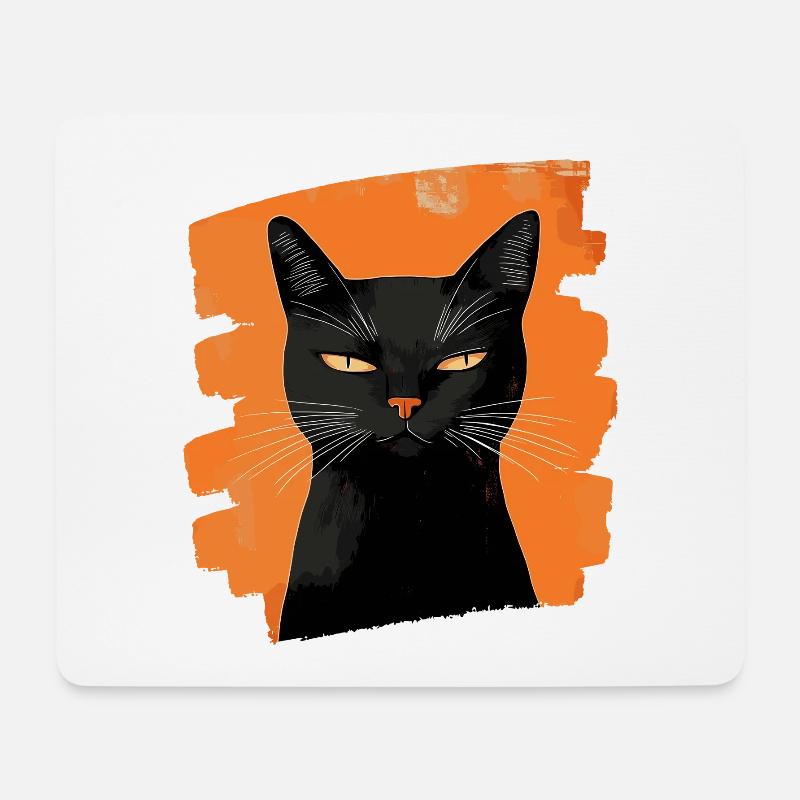 Schwarze Katze - Mousepad (Querformat) - Weiß