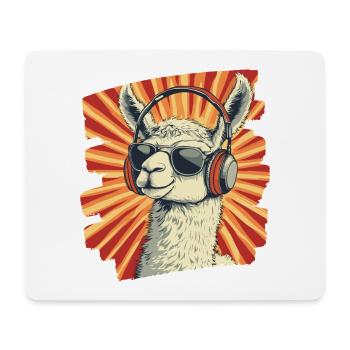 Lama Kopfhörer - Mousepad (Querformat) - Weiß - Vorne