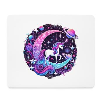 Licorne galactique sur la lune. - Tapis de souris (format paysage) - blanc - Devant
