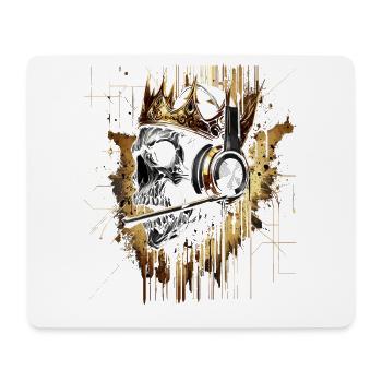 Crâne doré avec casque et couronne - Tapis de souris (format paysage) - blanc - Devant