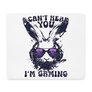 I Can't Hear You I'm Gaming Retro Hase Headset - Mouse Pad (horizontal) - white - Front