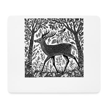 Deer Woodland Nature Deer Woodcut Wilderness Gift - Mouse Pad (horizontal) - white - Front