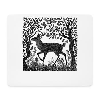 Deer Forest Nature Deer Woodcut Wilderness Gift - Mouse Pad (horizontal) - white - Front