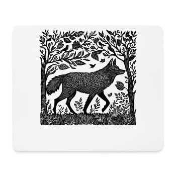 Holzschnitt Wildnis Wolf Wald Natur Geschenk - Mousepad (Querformat) - Weiß - Vorne