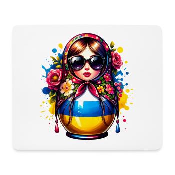 Ukraine Matriochka avec lunettes de soleil pour les Ukrainiens - Tapis de souris (format paysage) - blanc - Devant