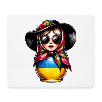 Ukraine Matriochka avec lunettes de soleil pour les Ukrainiens - Tapis de souris (format paysage) - blanc - Devant