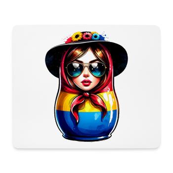 Ukraine Matriochka avec lunettes de soleil pour les Ukrainiens - Tapis de souris (format paysage) - blanc - Devant