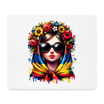 Ukraine Matriochka avec lunettes de soleil pour les Ukrainiens - Tapis de souris (format paysage) - blanc - Devant