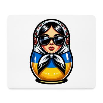 Ukraine Matroschka mit Sonnenbrille für Ukrainer - Mousepad (Querformat) - Weiß - Vorne