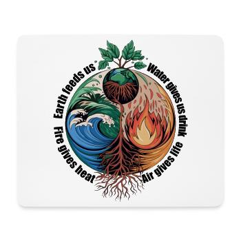 Four Elements Tree - Earth, Water, Fire, Air - Mouse Pad (horizontal) - white - Front