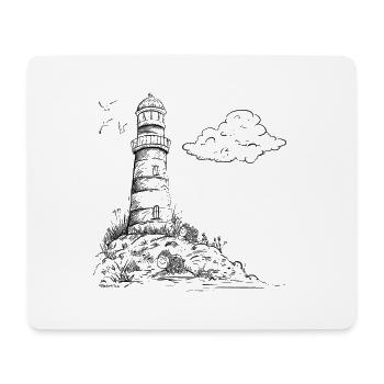 Leuchtturm Sketch Meer Urlaub - Mousepad (Querformat) - Weiß - Vorne