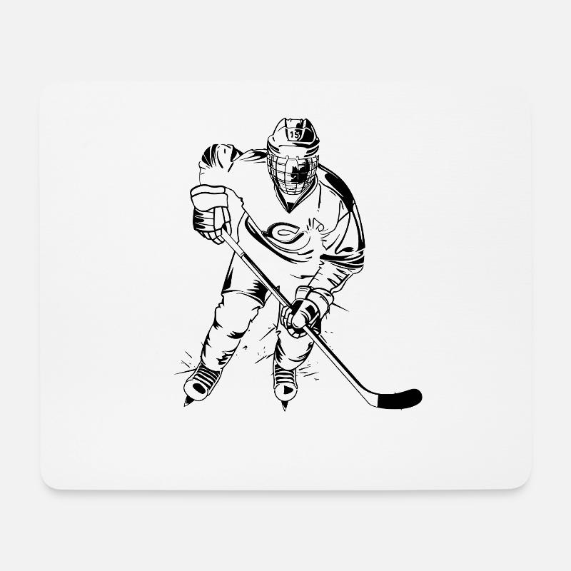 Eishockeyspieler Skizze - Mousepad (Querformat) - Weiß